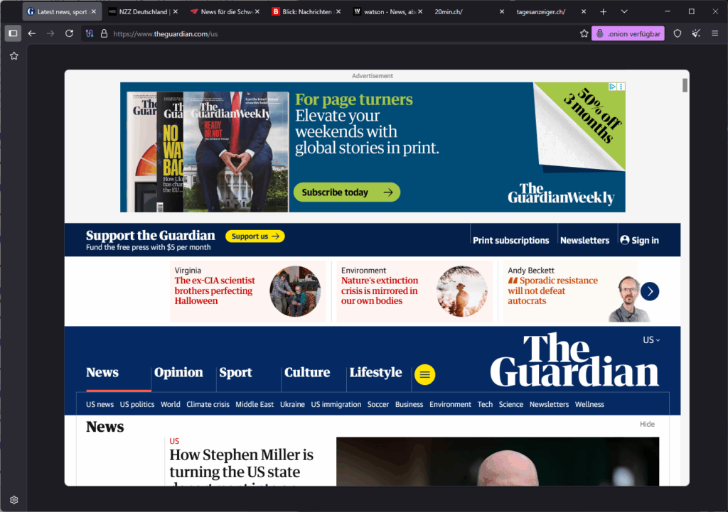 Guardian: Keine eindeutige Identifikation der Besucher:innen, da über Onion-Adresse des Tor-Netzwerks erreichbar